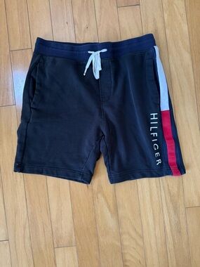 Tommy Hilfiger Black Athletic Shorts with Side Stripe
